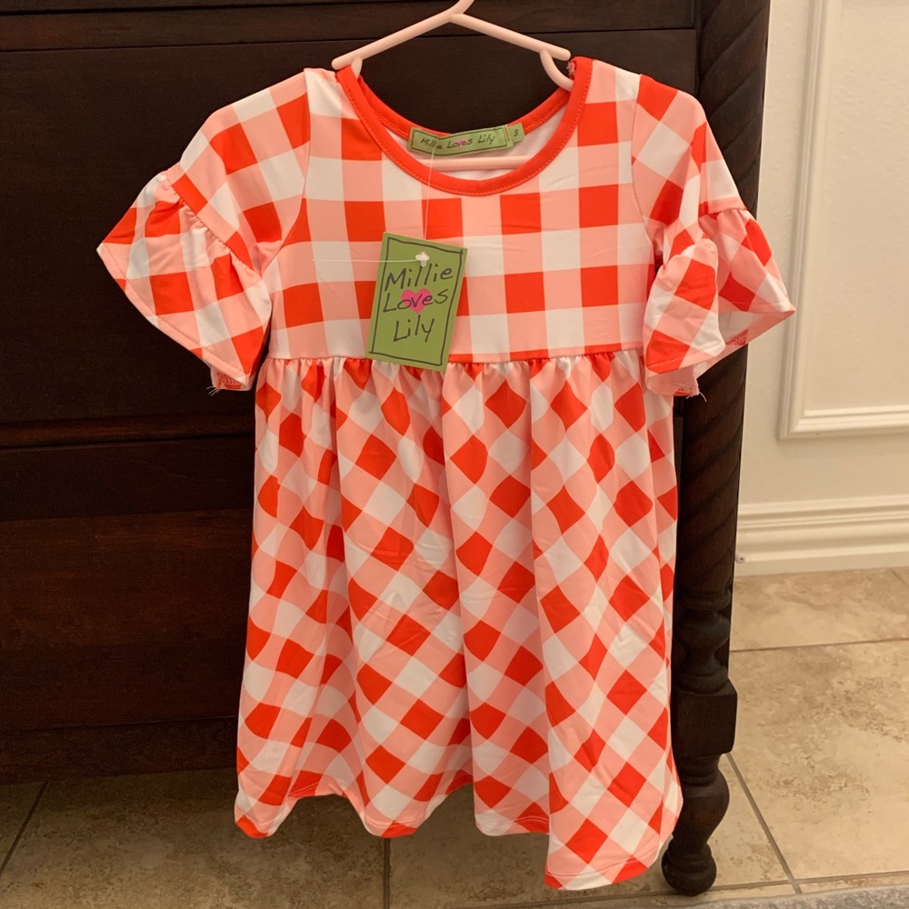 Orange buffalo check dress